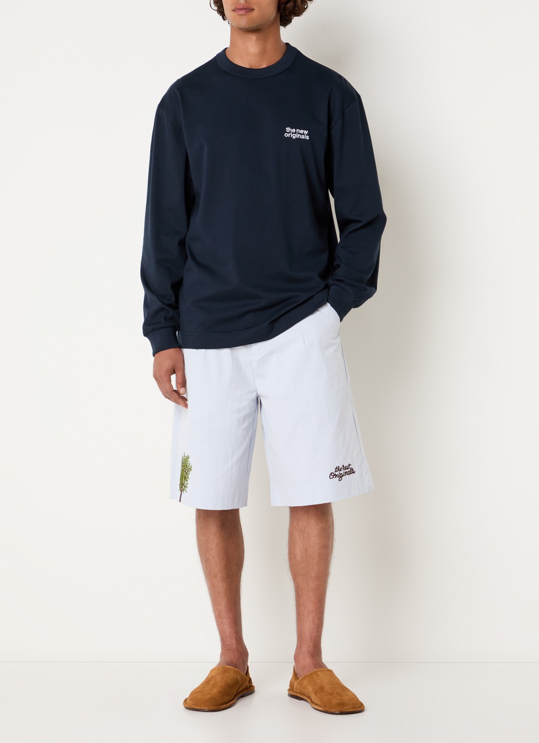 The New Originals Catna long sleeve met logo- en backprint - voorkant 3 donkerblauw
