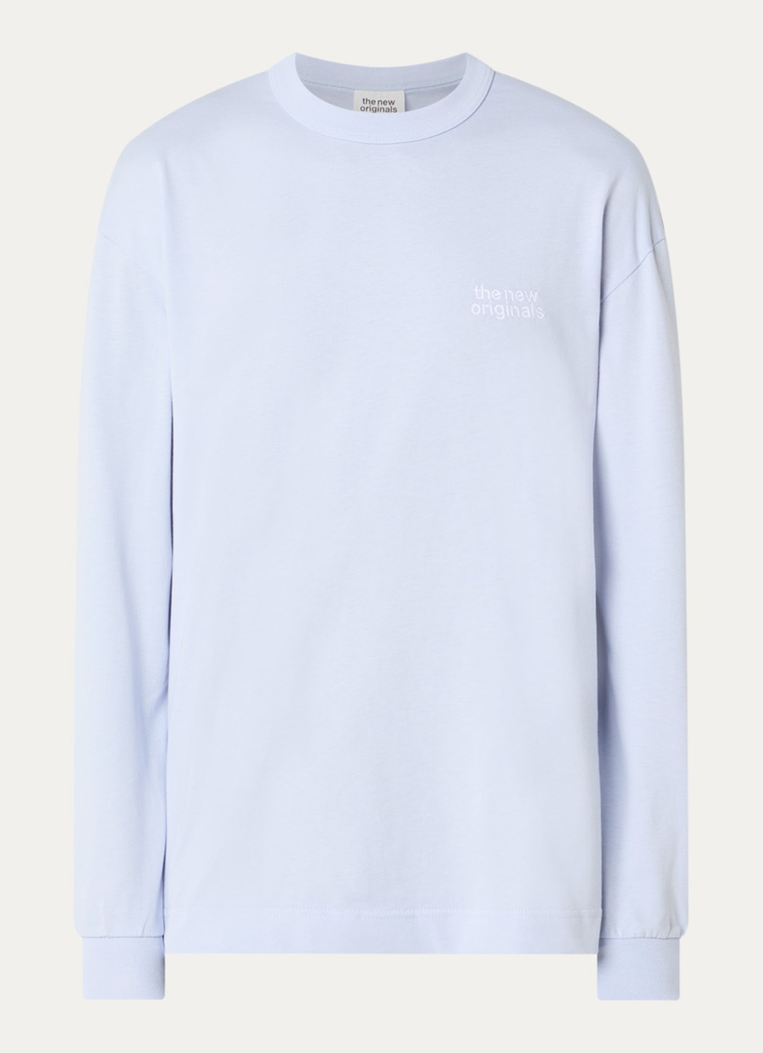 The New Originals Catna longsleeve met logo- en backprint - voorkant 2 blauw
