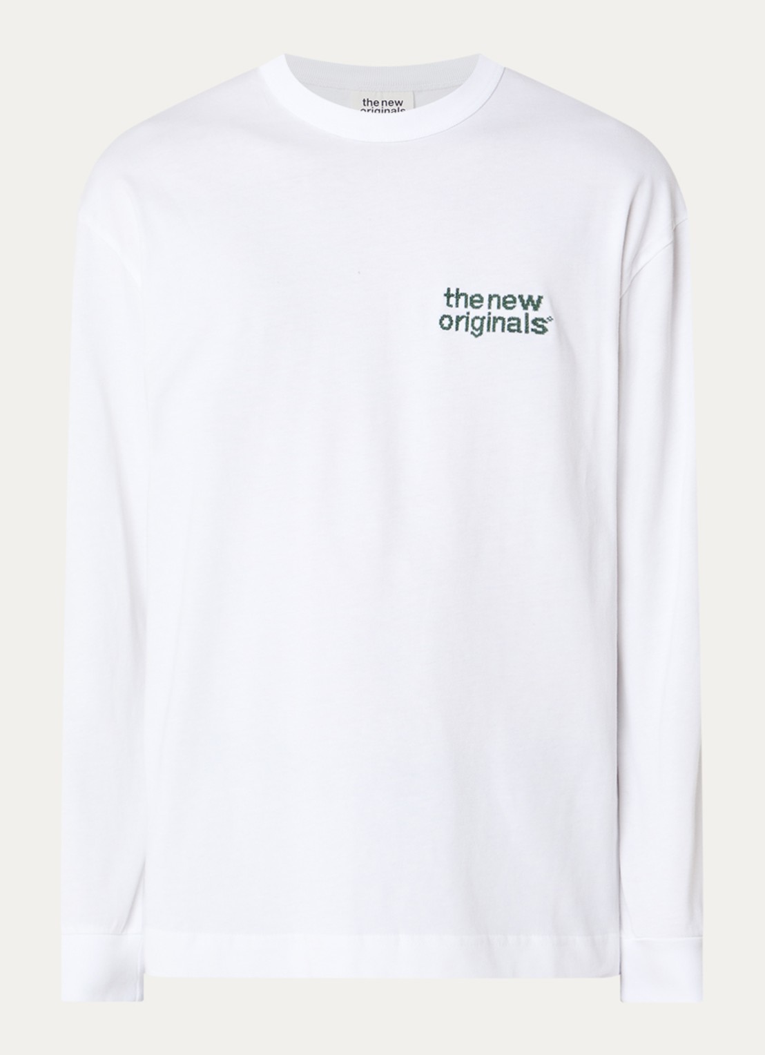 The New Originals Catna longsleeve met logoborduring - voorkant 3 wit
