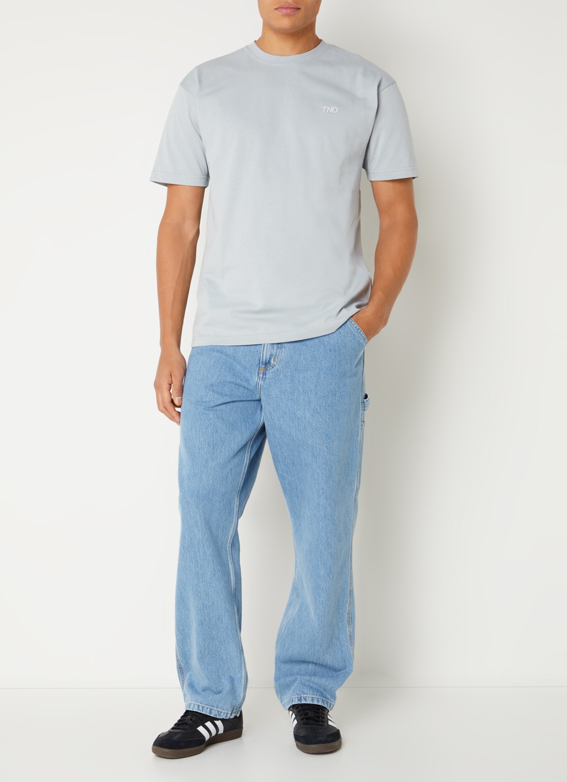 The New Originals Catna T-shirt met logo- en backprint - voorkant 4 grijs