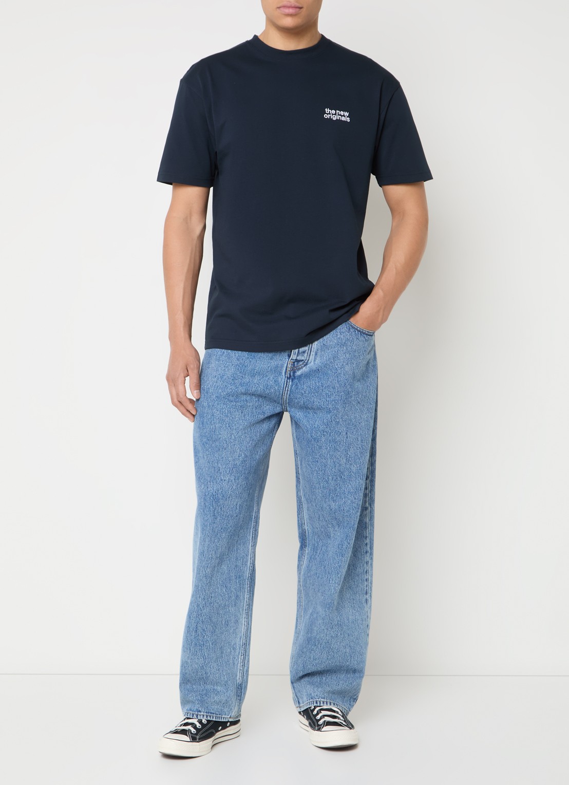 The New Originals Catna T-shirt met logo- en backprint - voorkant 4 indigo
