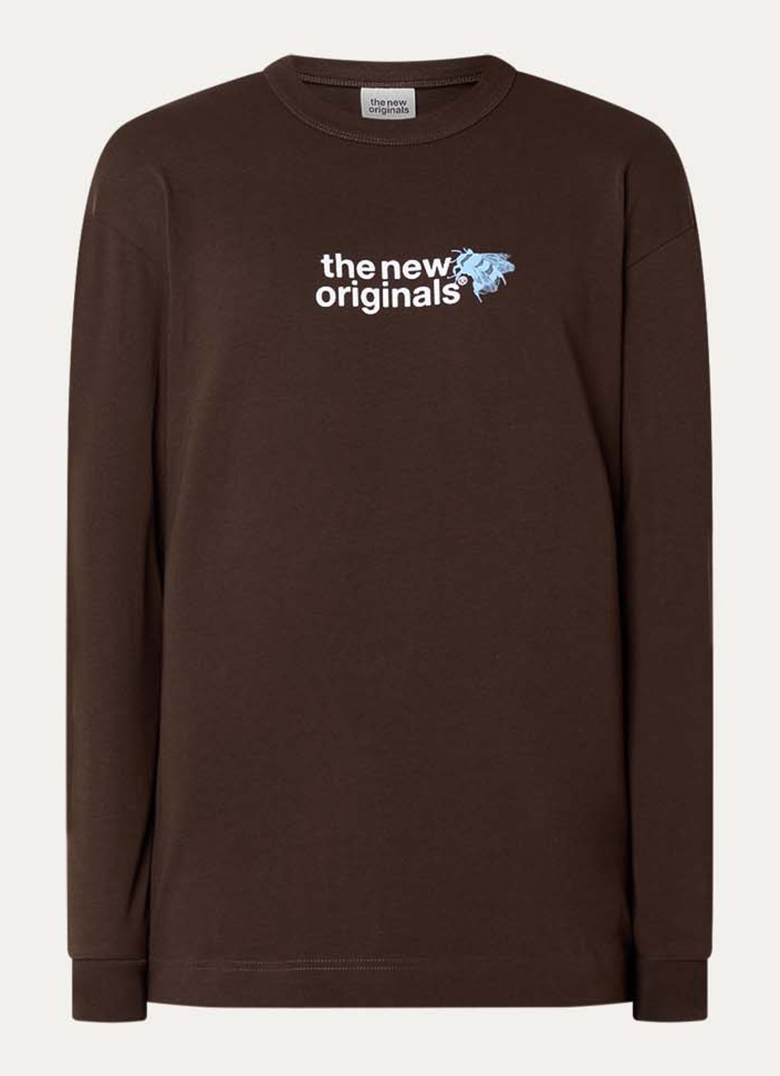 The New Originals Emblem sweater met logo- en backprint - voorkant 3 donkerbruin