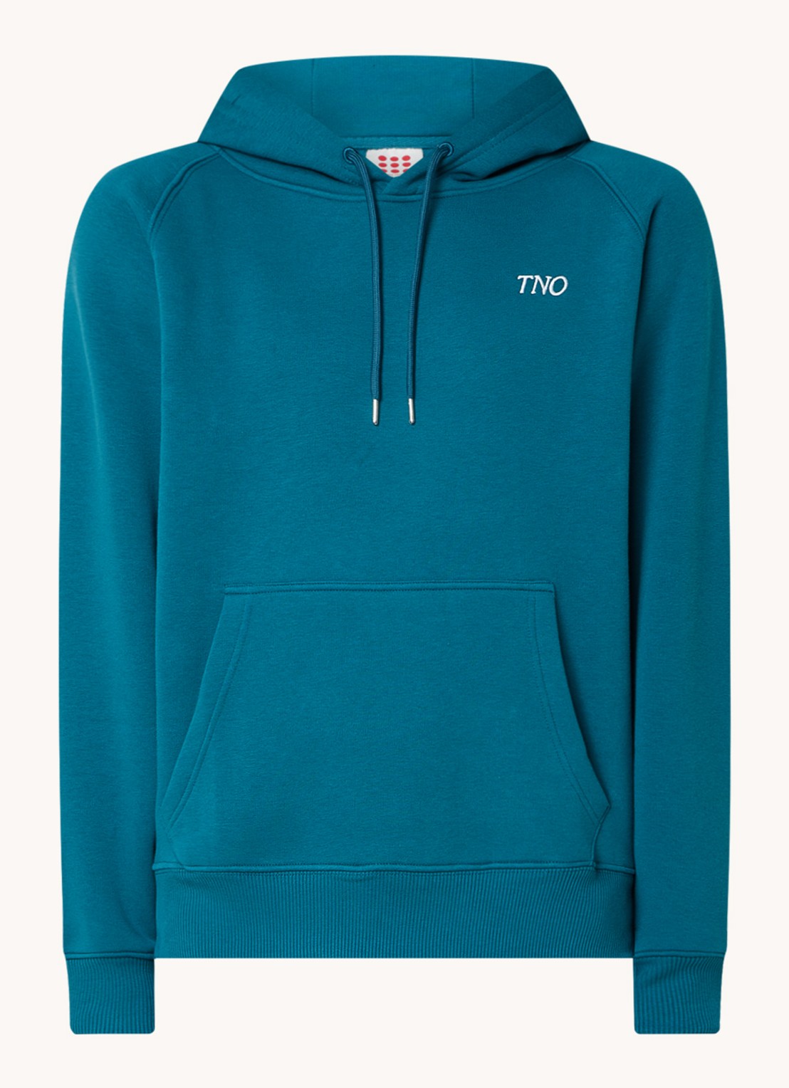 The New Originals Hoodie met logo- en backprint - voorkant 2 petrol