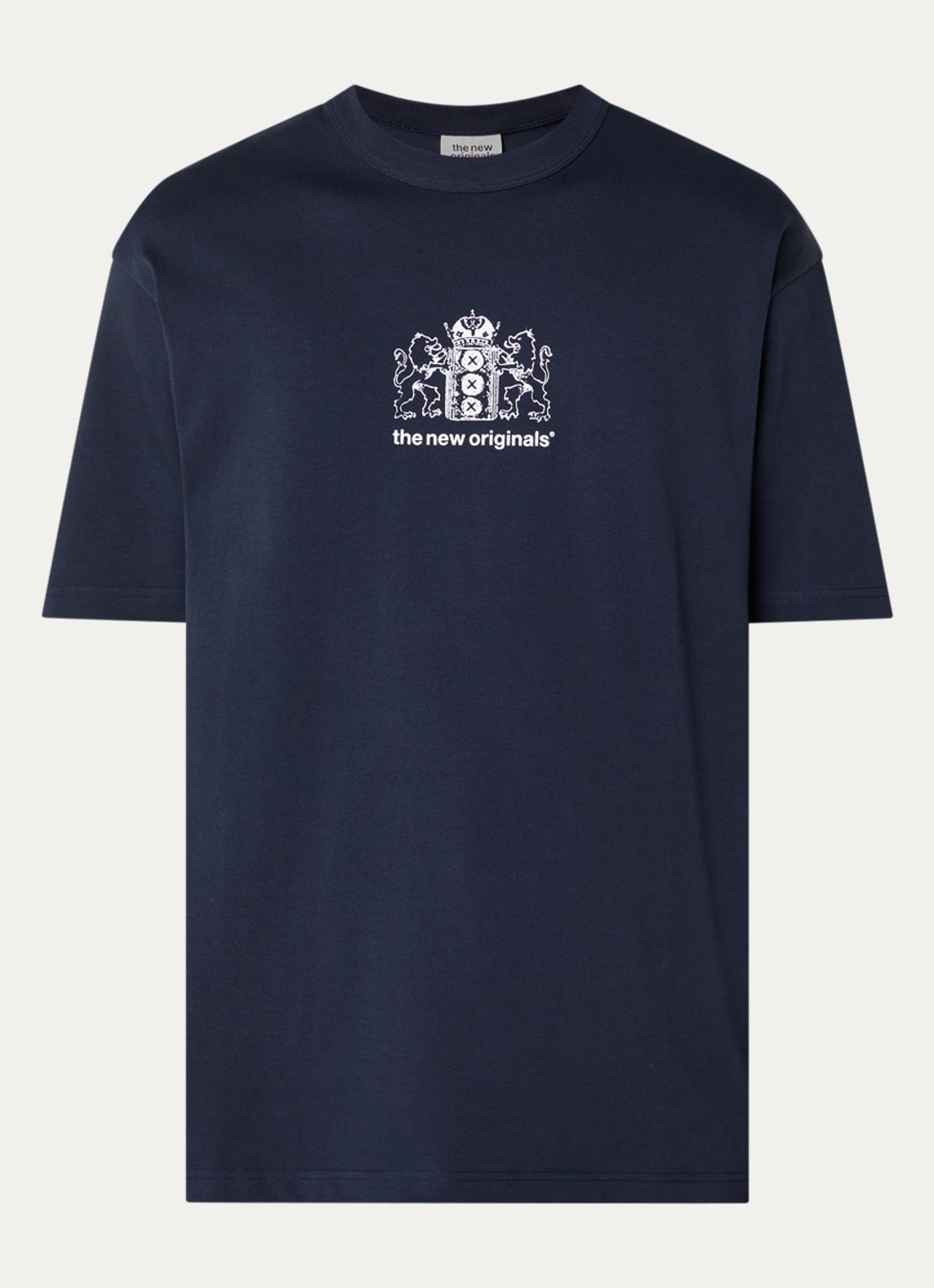 The New Originals Lion Speaker Tee met front- en backprint - voorkant 3 donkerblauw