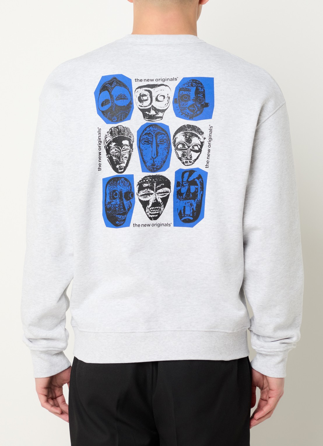 The New Originals Mask sweater met logo- en backprint - detail 4 grijsmele