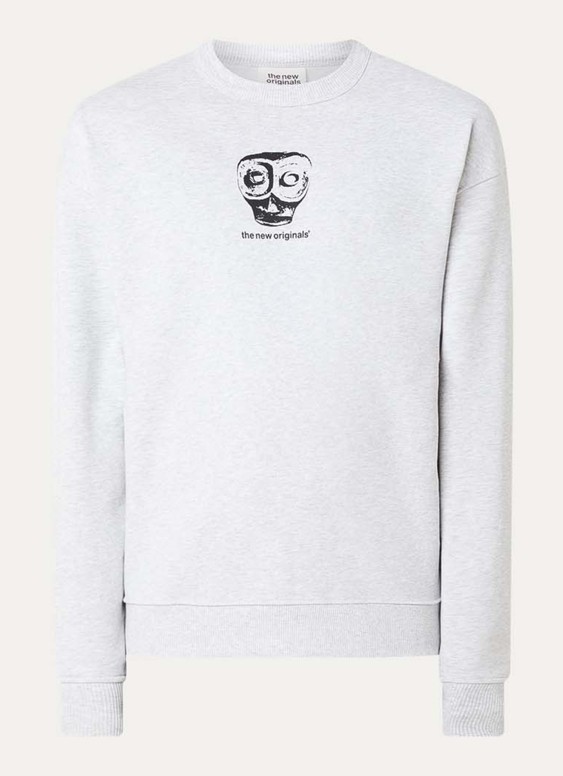 The New Originals Mask sweater met logo- en backprint - voorkant 2 grijsmele