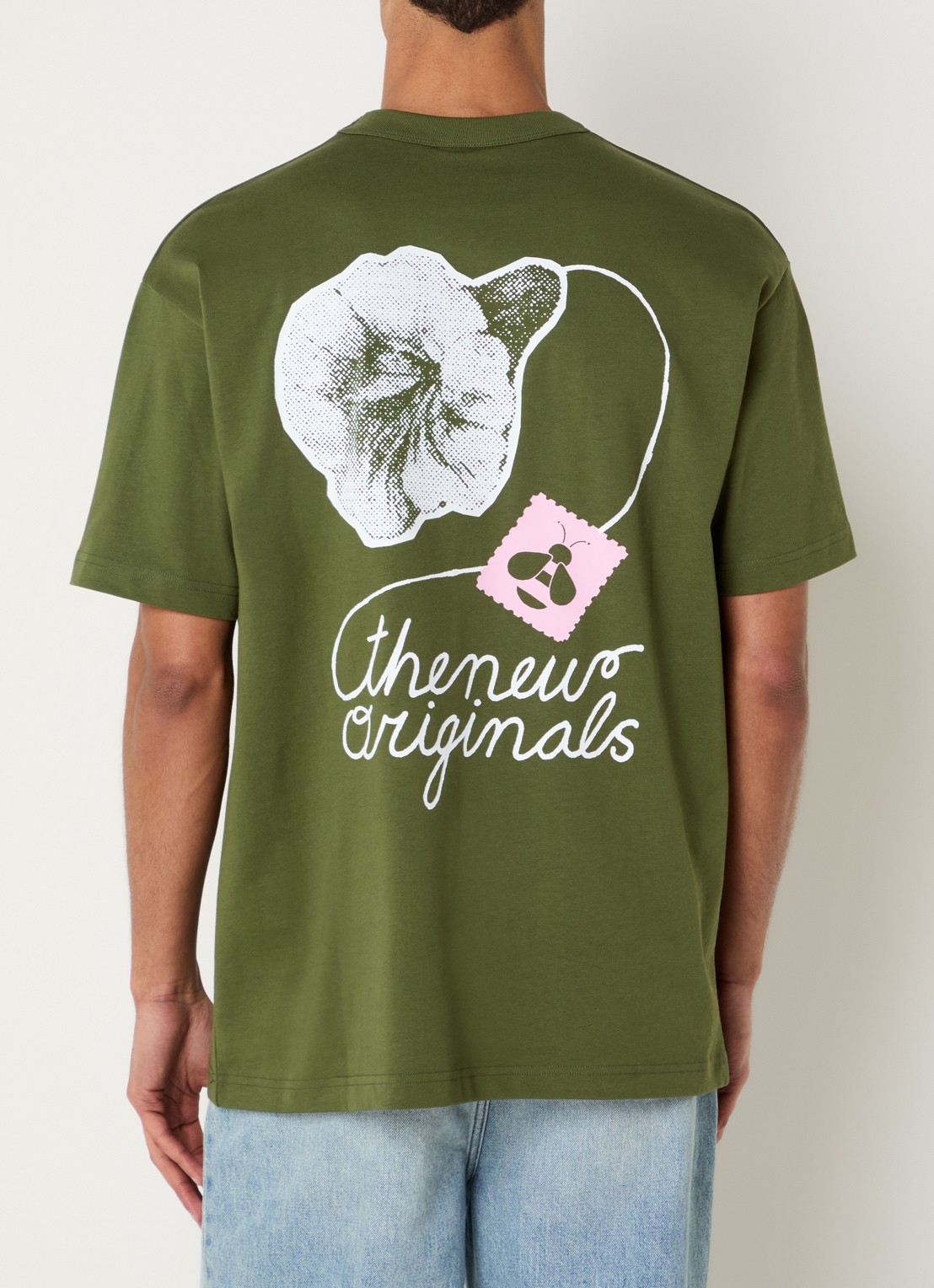 The New Originals Postal Bee T-shirt met front- en backprint - detail 2 legergroen