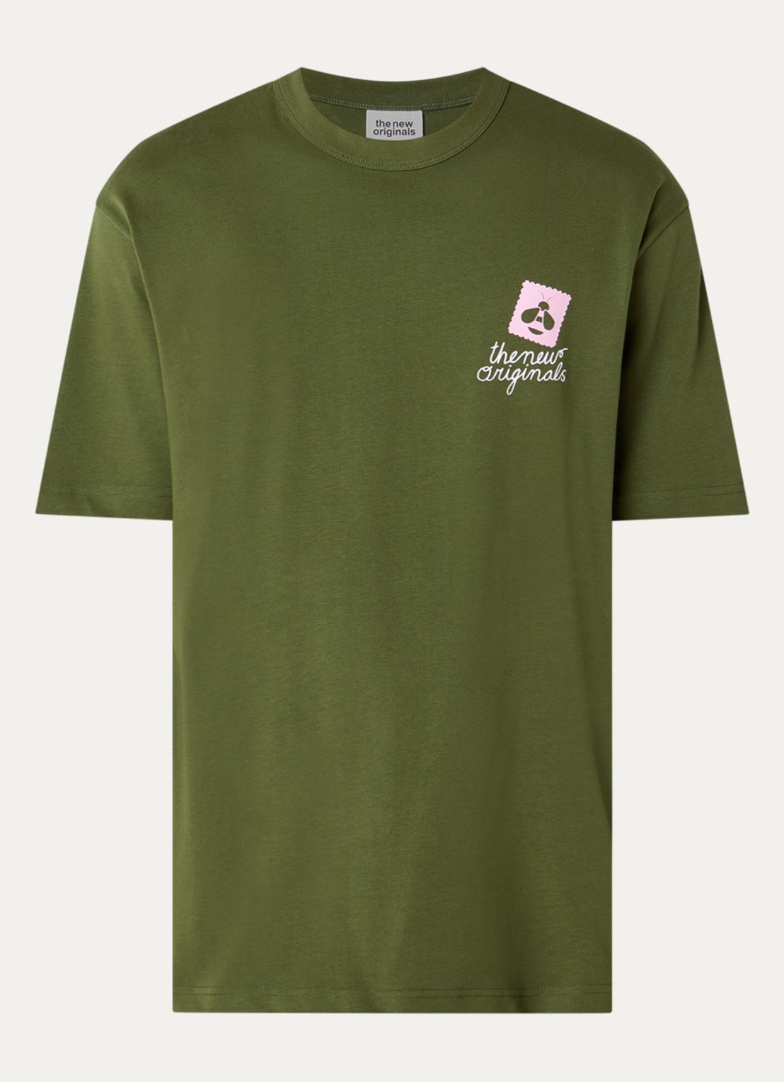 The New Originals Postal Bee T-shirt met front- en backprint - voorkant 3 legergroen