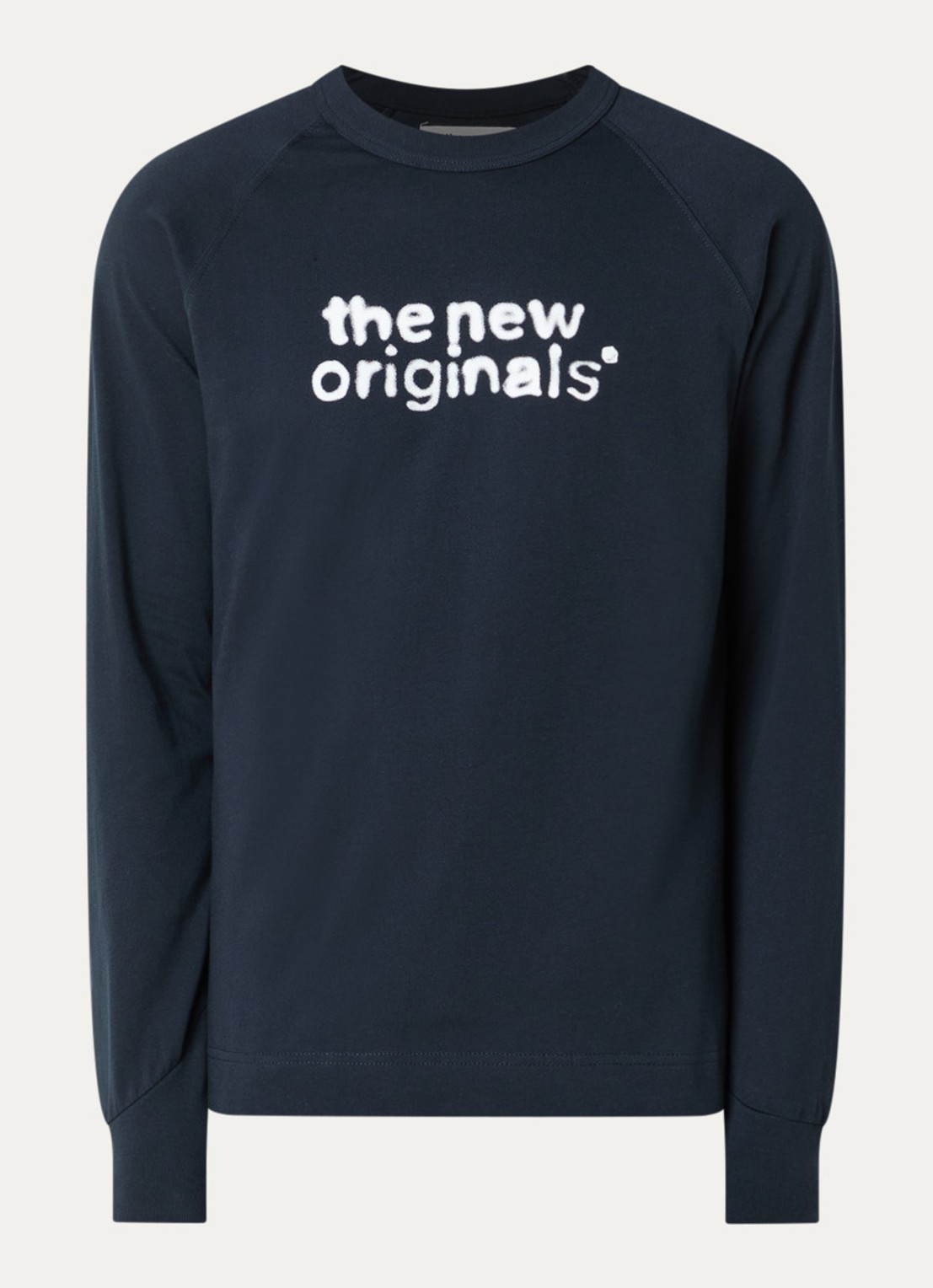 The New Originals Raglan longsleeve met logoprint - voorkant 2 donkerblauw