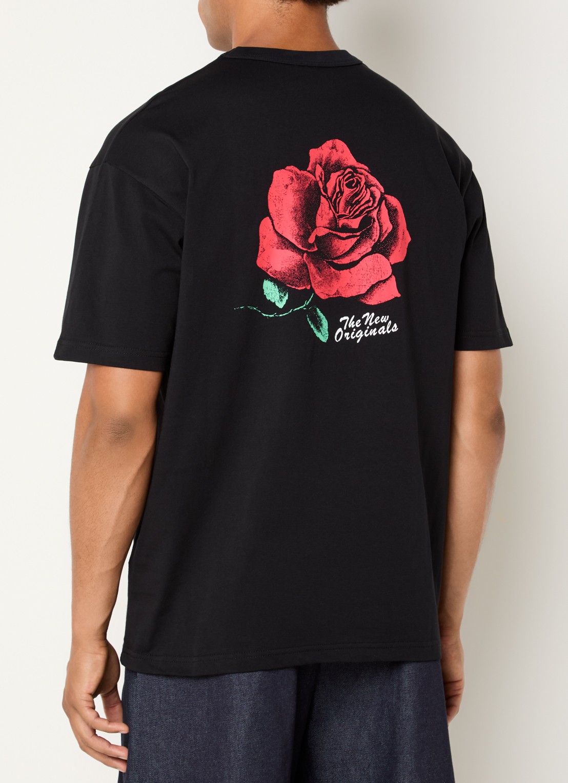The New Originals Rose T-shirt met logo- en backprint - detail zwart