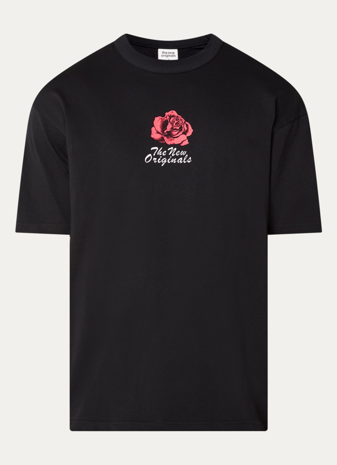 The New Originals Rose T-shirt met logo- en backprint - voorkant 2 zwart