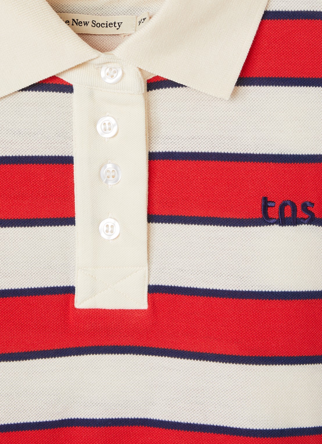 The New Society Acacia polo met streepprint - detail 3 rood