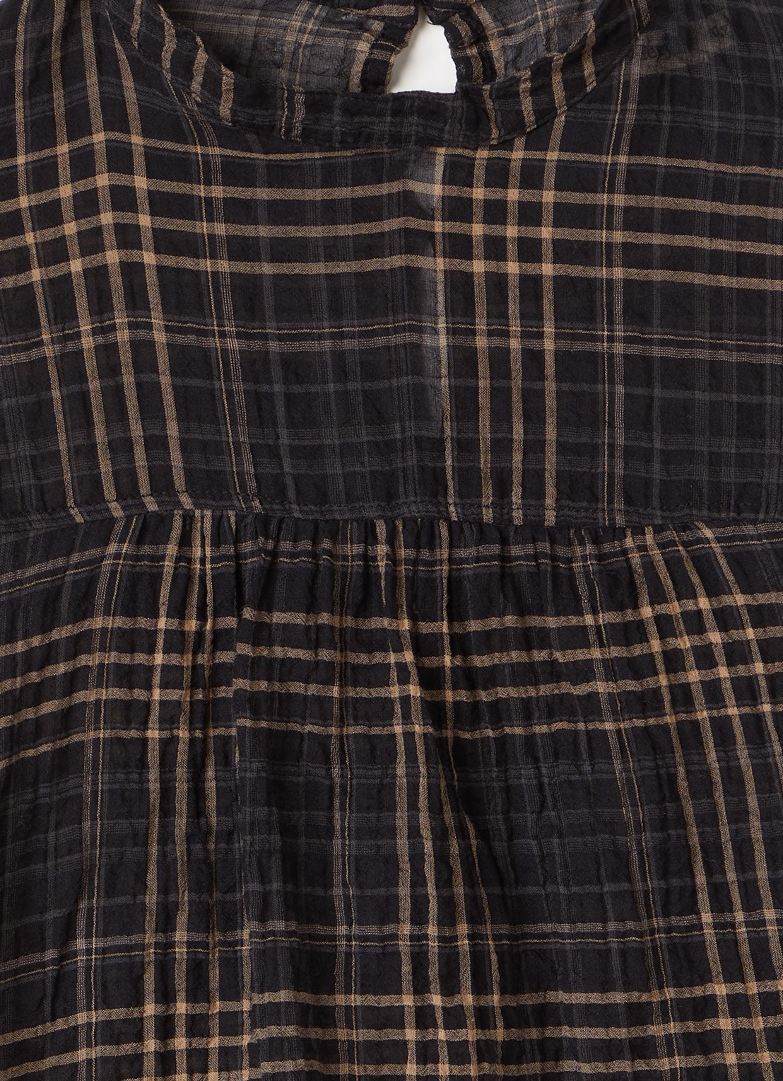 The New Society Aira top met ruitdessin - detail 3 donkerblauw