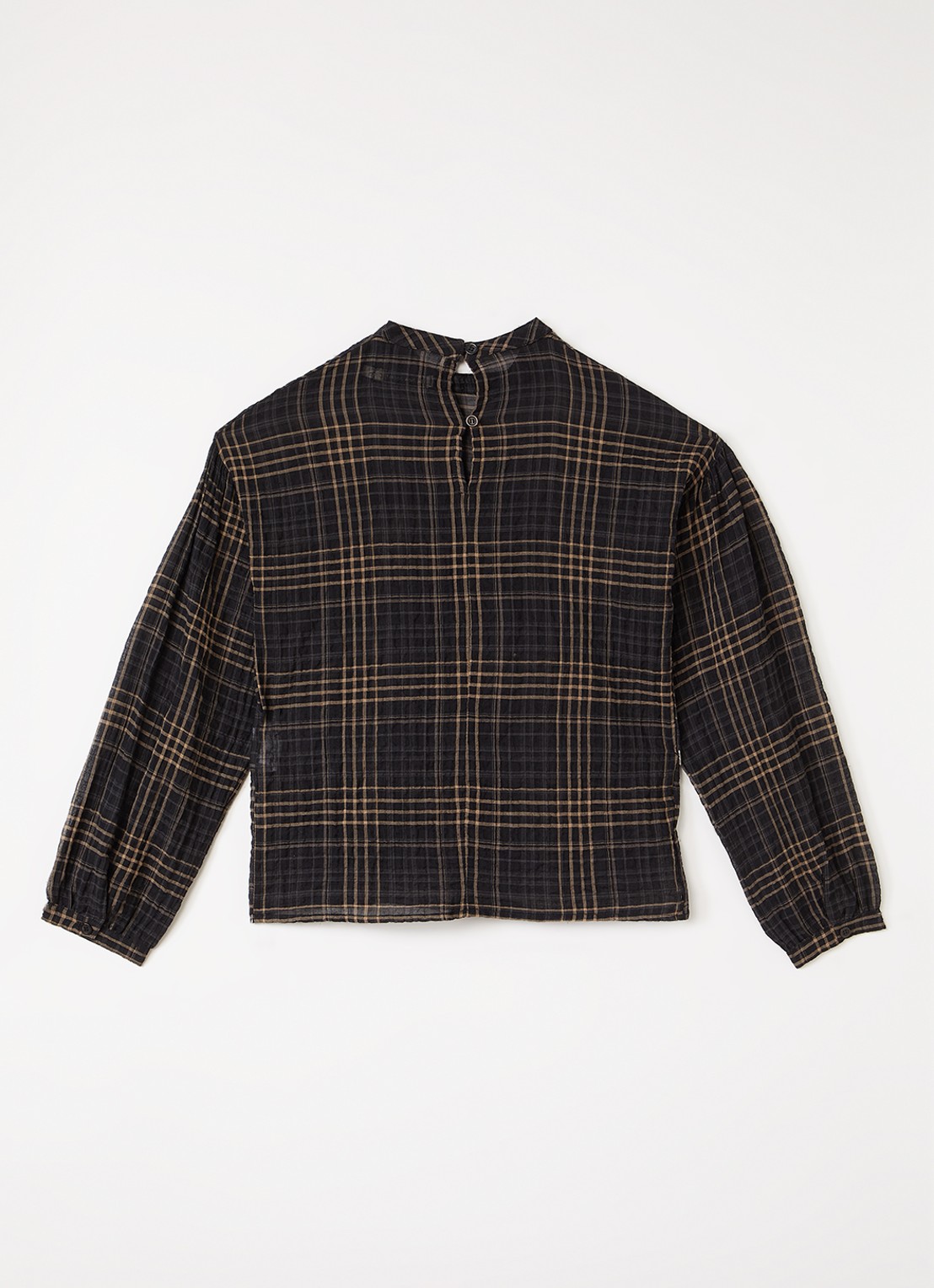 The New Society Aira top met ruitdessin - voorkant 2 donkerblauw