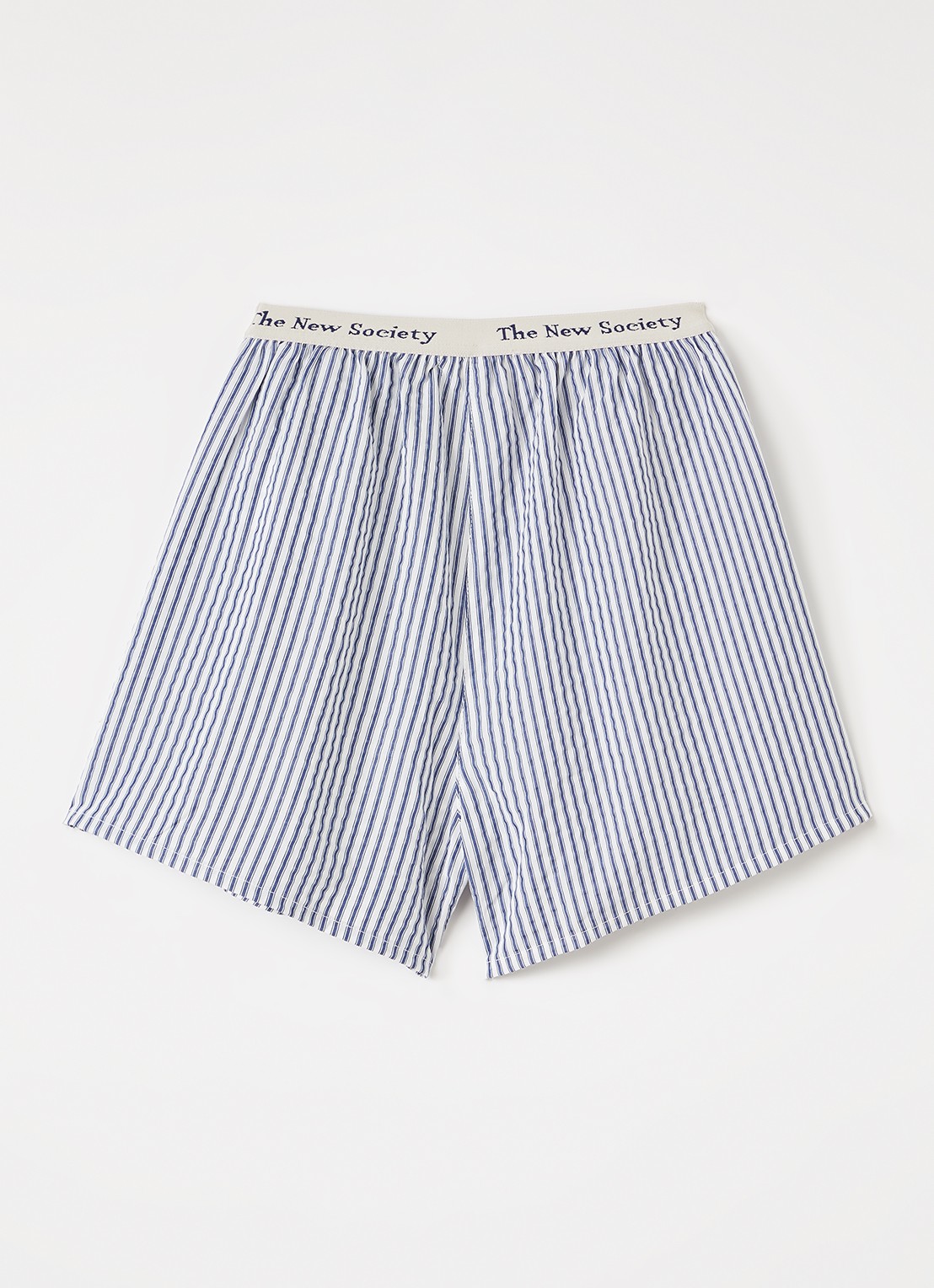 The New Society Alheli wide fit korte broek met streepprint - voorkant 2 indigo