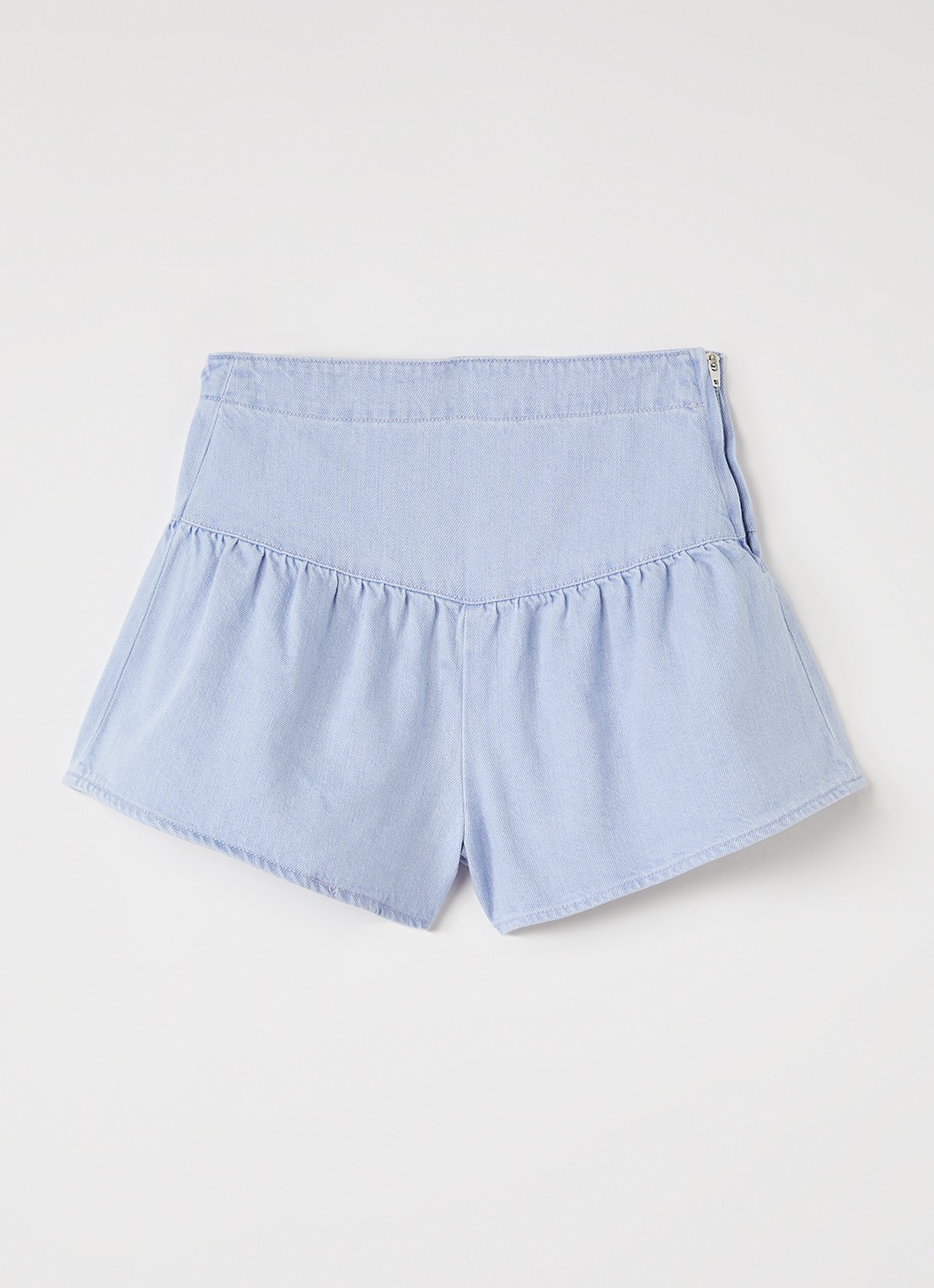 The New Society Bellis wide leg korte broek van denim - voorkant indigo