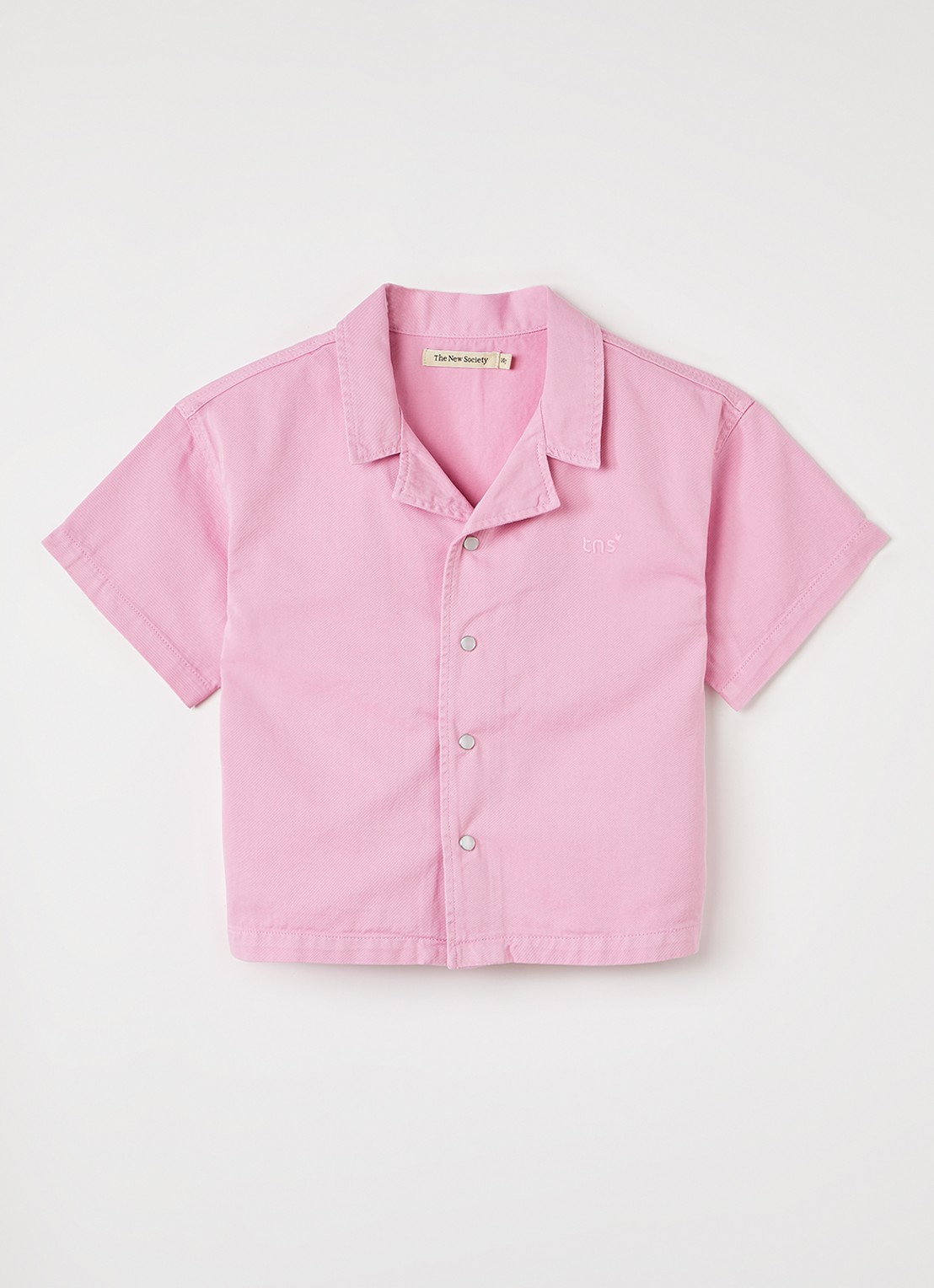The New Society Blouse met kraag - voorkant roze