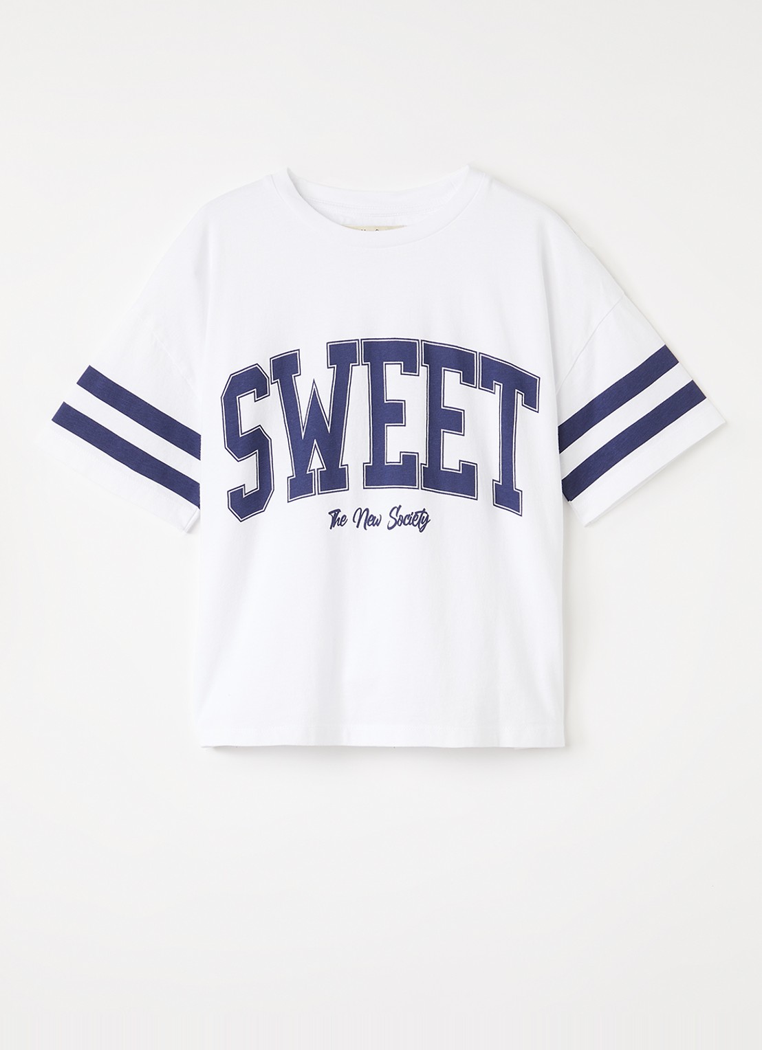 The New Society Daylily T-shirt met print - voorkant wit