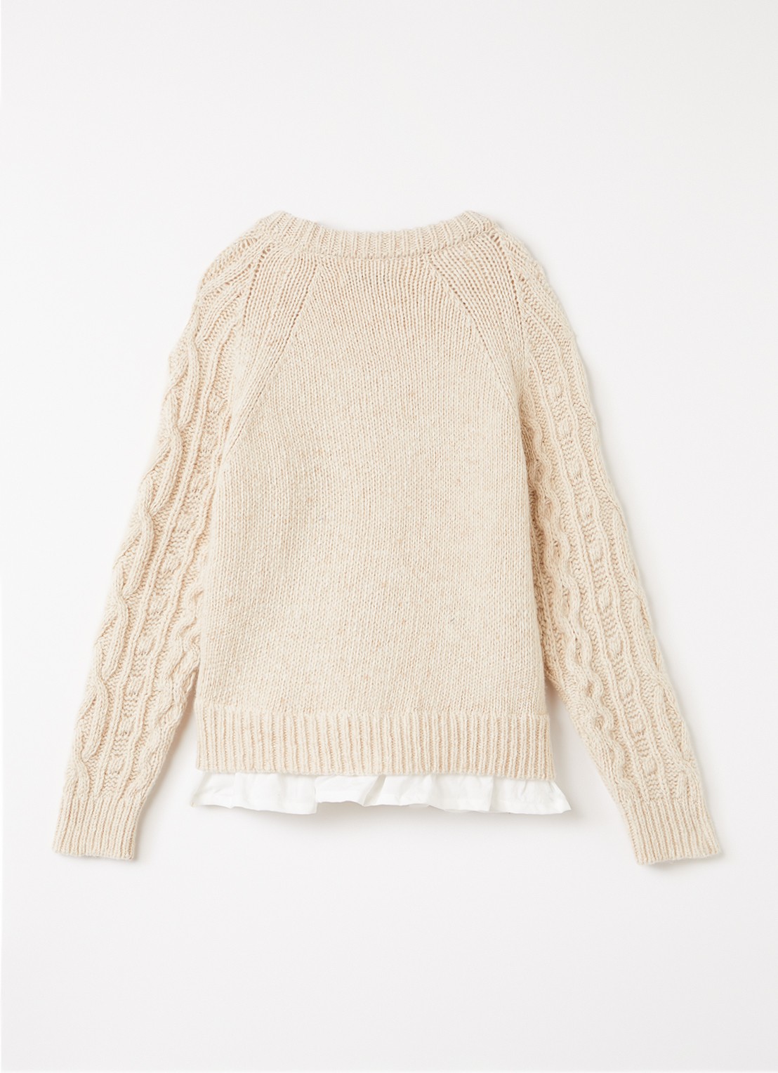 The New Society Echo kabelgebreide trui - voorkant 3 beige
