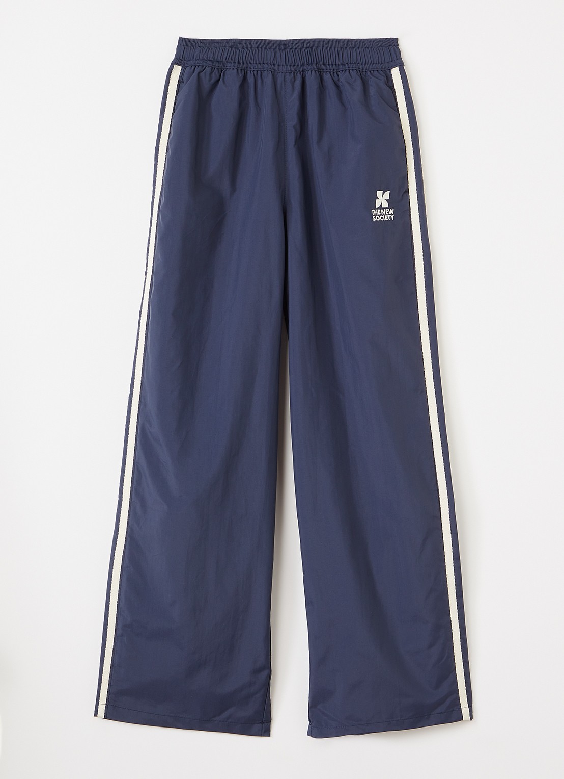 The New Society Loose fit joggingbroek met logoborduring - voorkant 2 donkerblauw