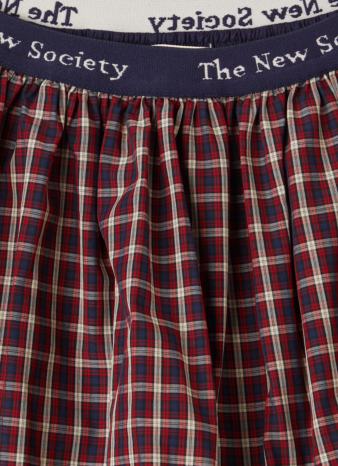The New Society Orbit rok met ruitdessin - detail rood