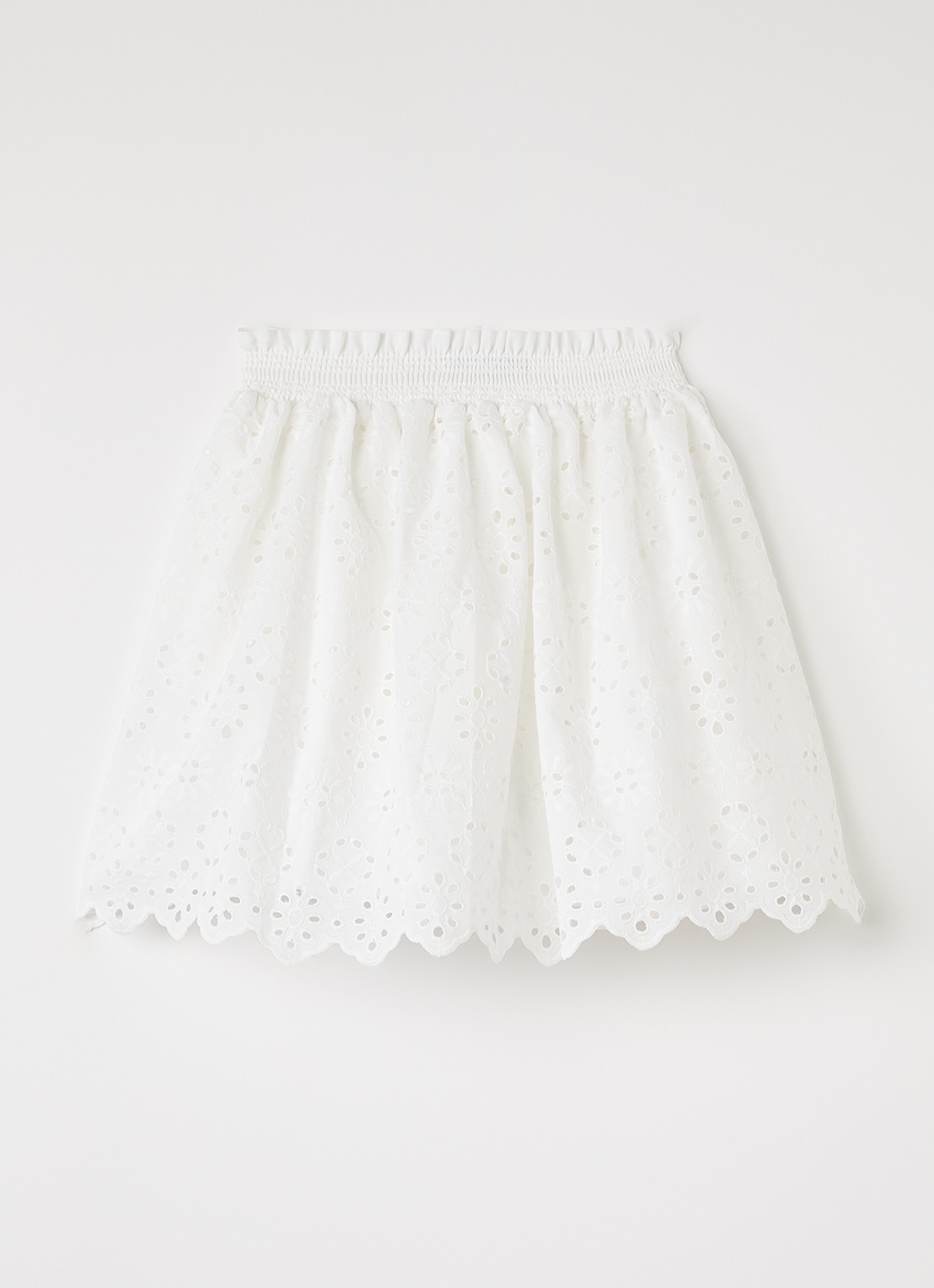 The New Society Sakura minirok met broderie - voorkant 2 gebroken wit