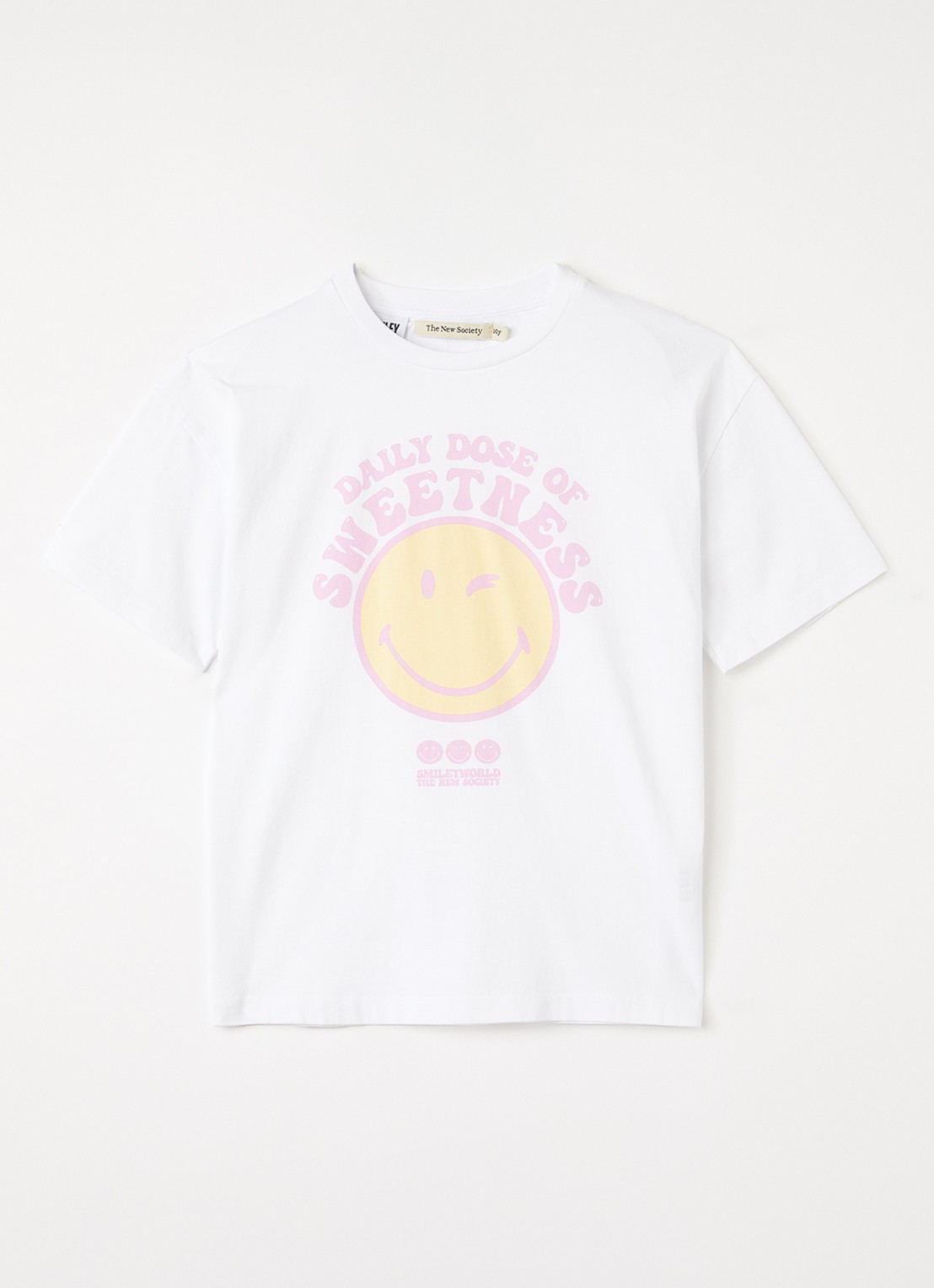 The New Society Smiley T-shirt met print - voorkant 3 wit