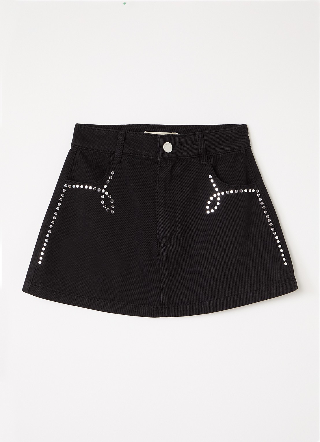 The New Society Spijkerrok met studs - voorkant zwart