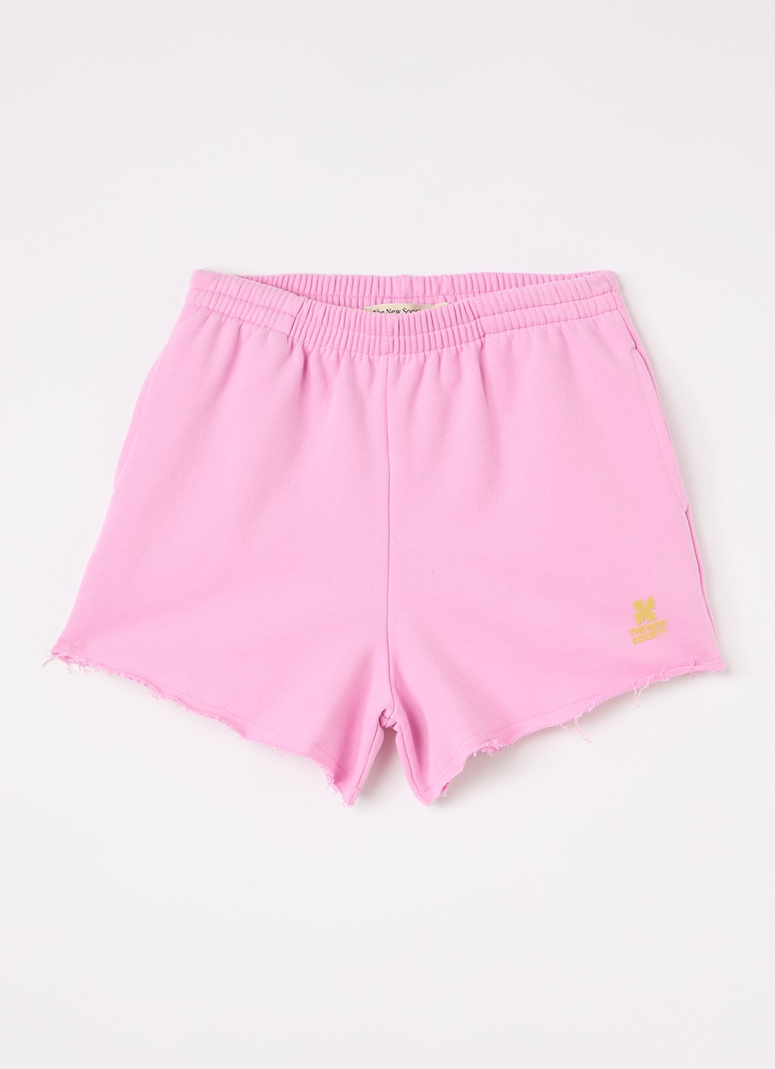 The New Society Straight fit korte joggingbroek met logo - voorkant roze