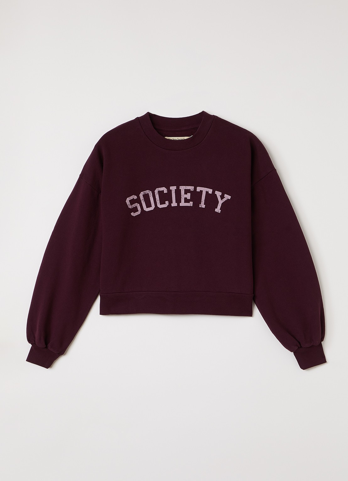 The New Society Sweater met logoprint - voorkant bordeauxrood