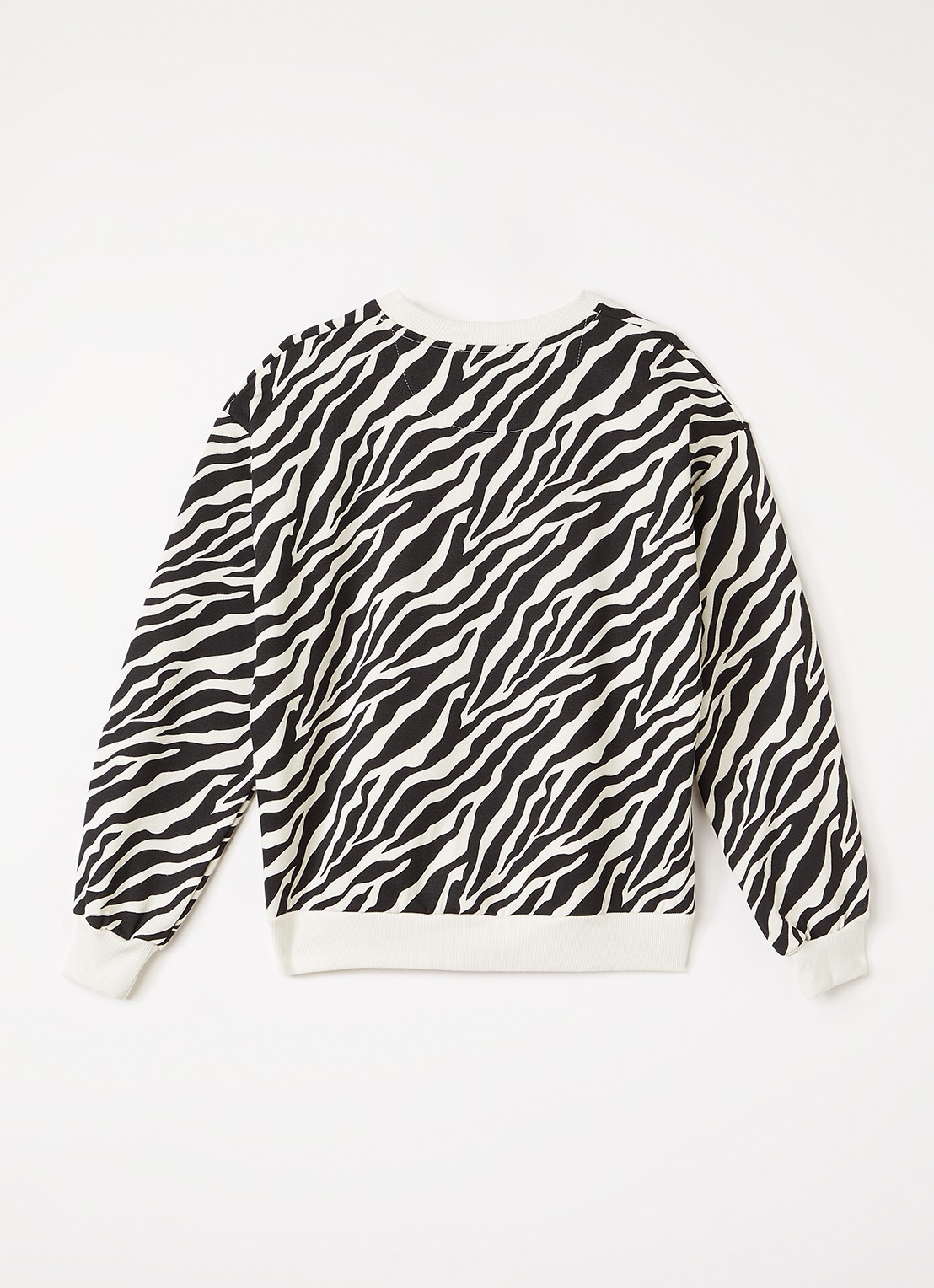The New Society Sweater met zebraprint - voorkant 2 zwart