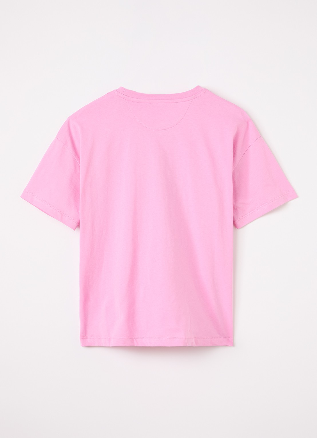 The New Society T-shirt met flock logoprint - voorkant 2 roze