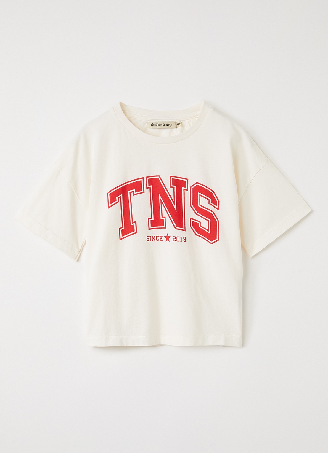 The New Society Tansy T-shirt met logoprint - voorkant 2 creme