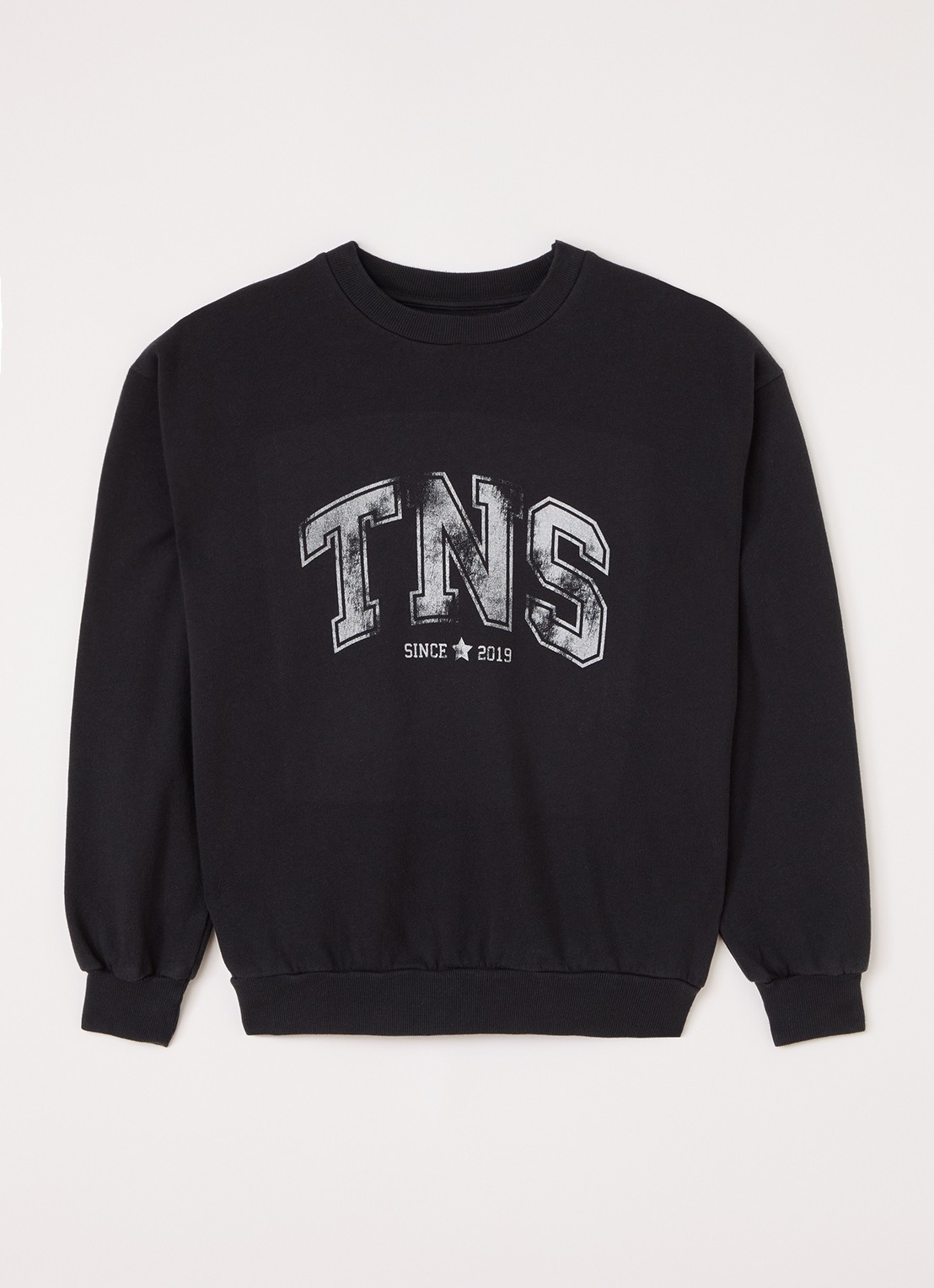 The New Society Willow sweater met logoprint - voorkant zwart