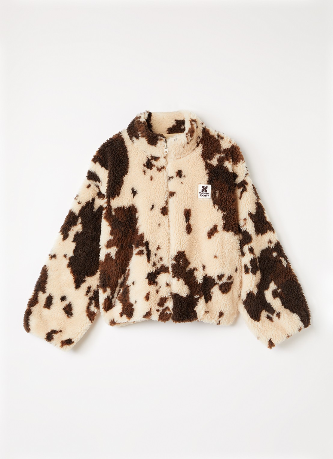 The New Society Wynn jack van teddy met dierenprint - voorkant bruin