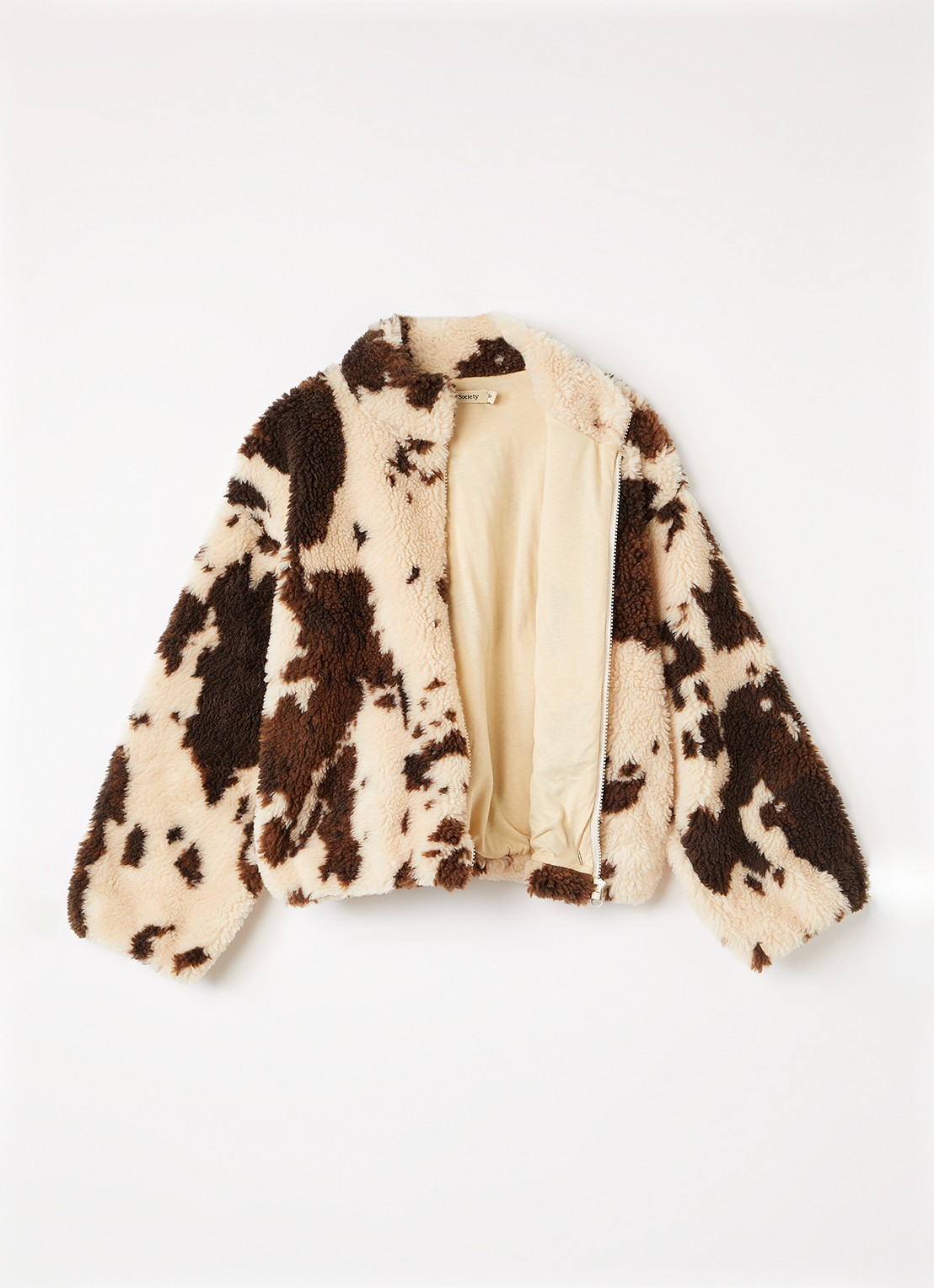 The New Society Wynn jack van teddy met dierenprint - voorkant 2 bruin