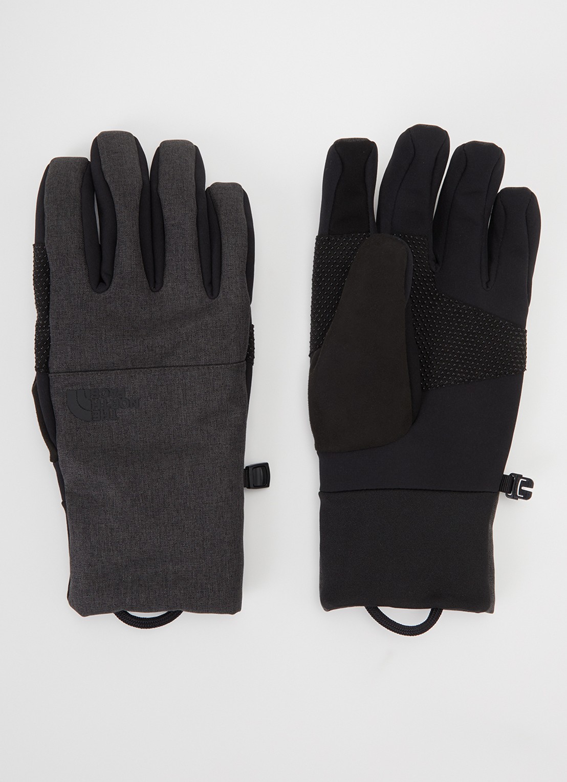 The North Face Apex Etip handschoenen met logo en touchscreen functie - voorkant grijs