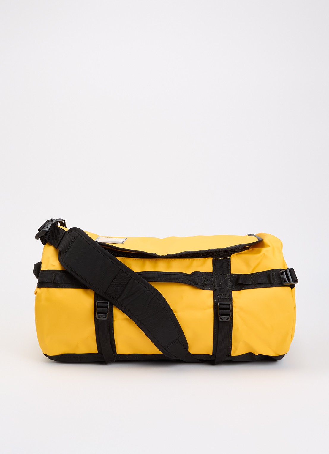 The North Face Base Camp Duffel S weekendtas met verstelbare schouderriem - voorkant 2 geel