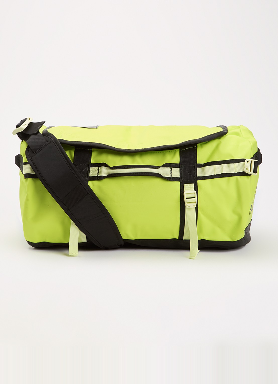 The North Face Base Camp Duffel S weekendtas met verstelbare schouderriem - voorkant 4 lime