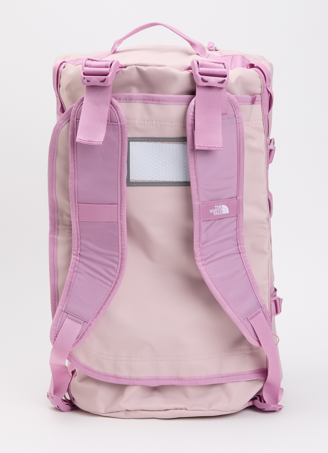 The North Face Base Camp Duffel S weekendtas met verstelbare schouderriem - achterkant 3 roze