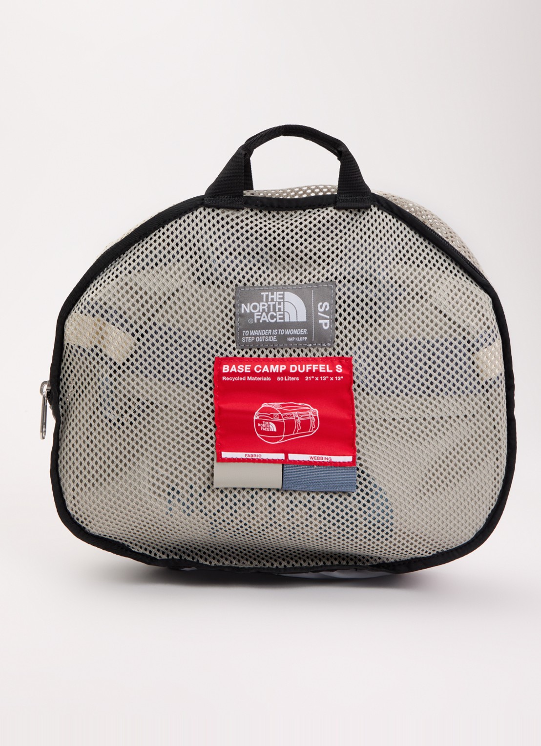 The North Face Base Camp Duffel S weekendtas met verstelbare schouderriem - detail 2 blauwgrijs