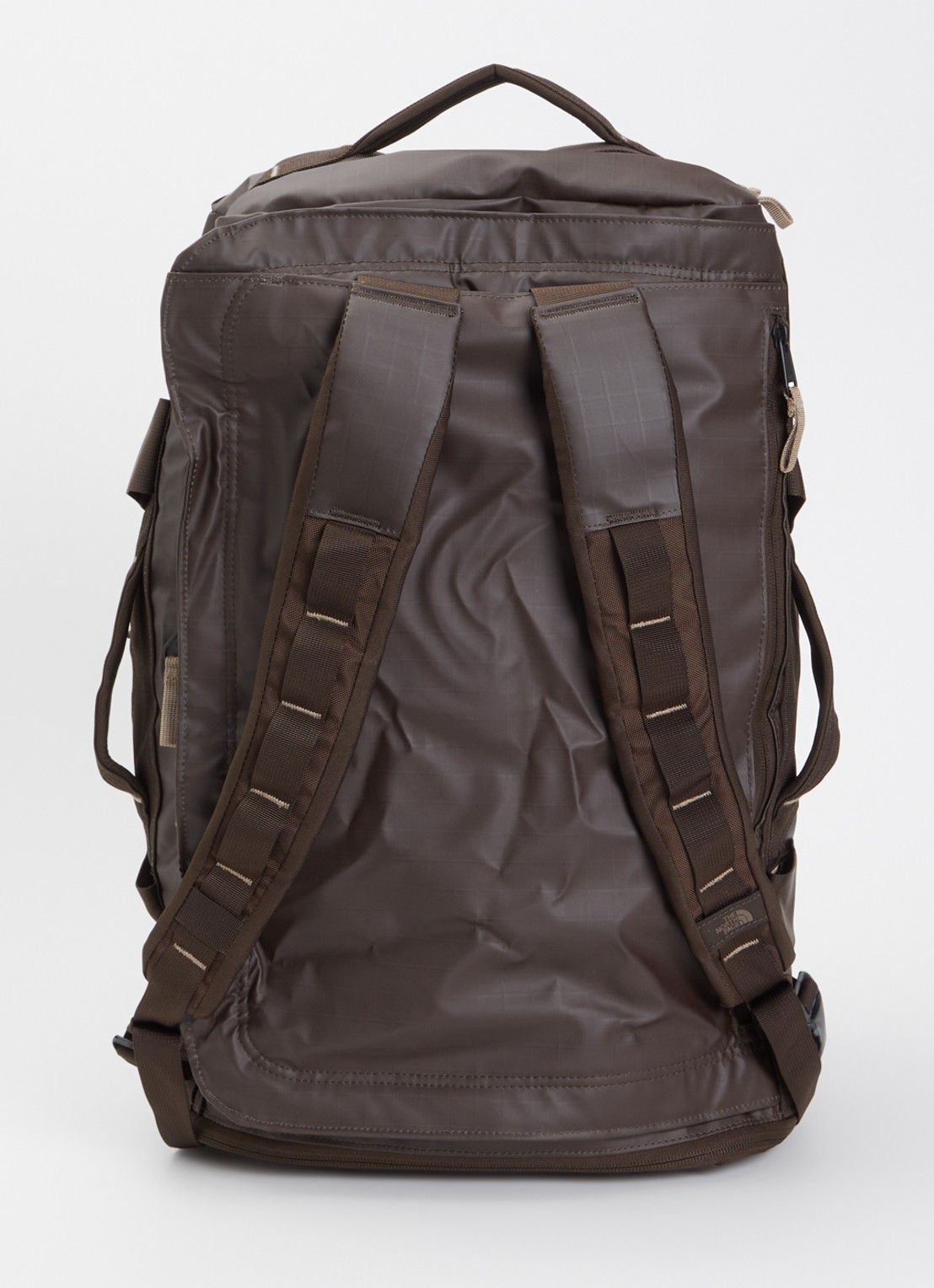The North Face Base Camp Voyager 42L weekendtas met 15 inch laptopvak - achterkant donkerbruin