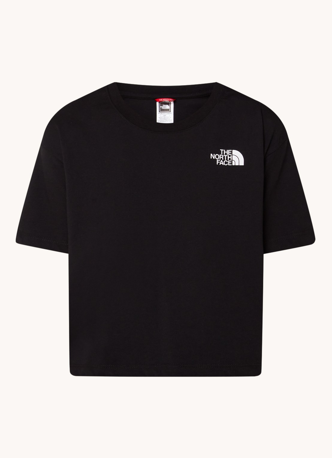 The North Face Cropped T-shirt met logo - voorkant zwart