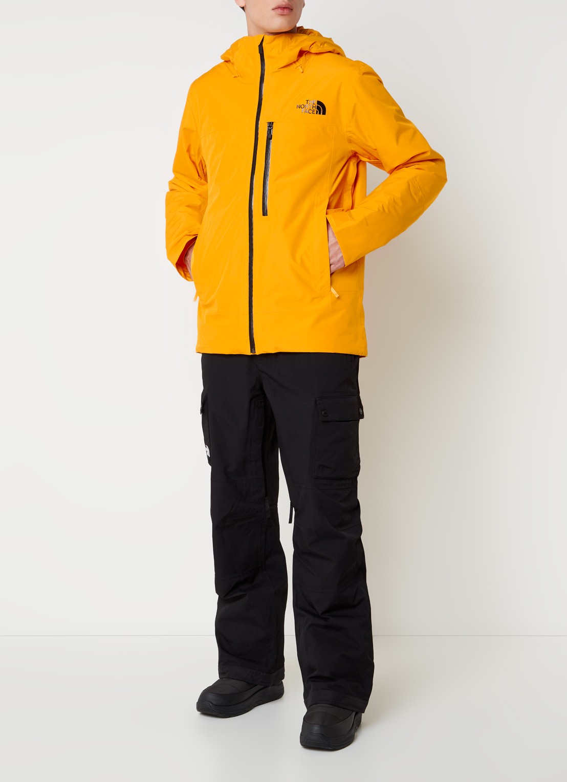 The North Face Descendit ski-jas met capuchon en logo - voorkant 3 okergeel