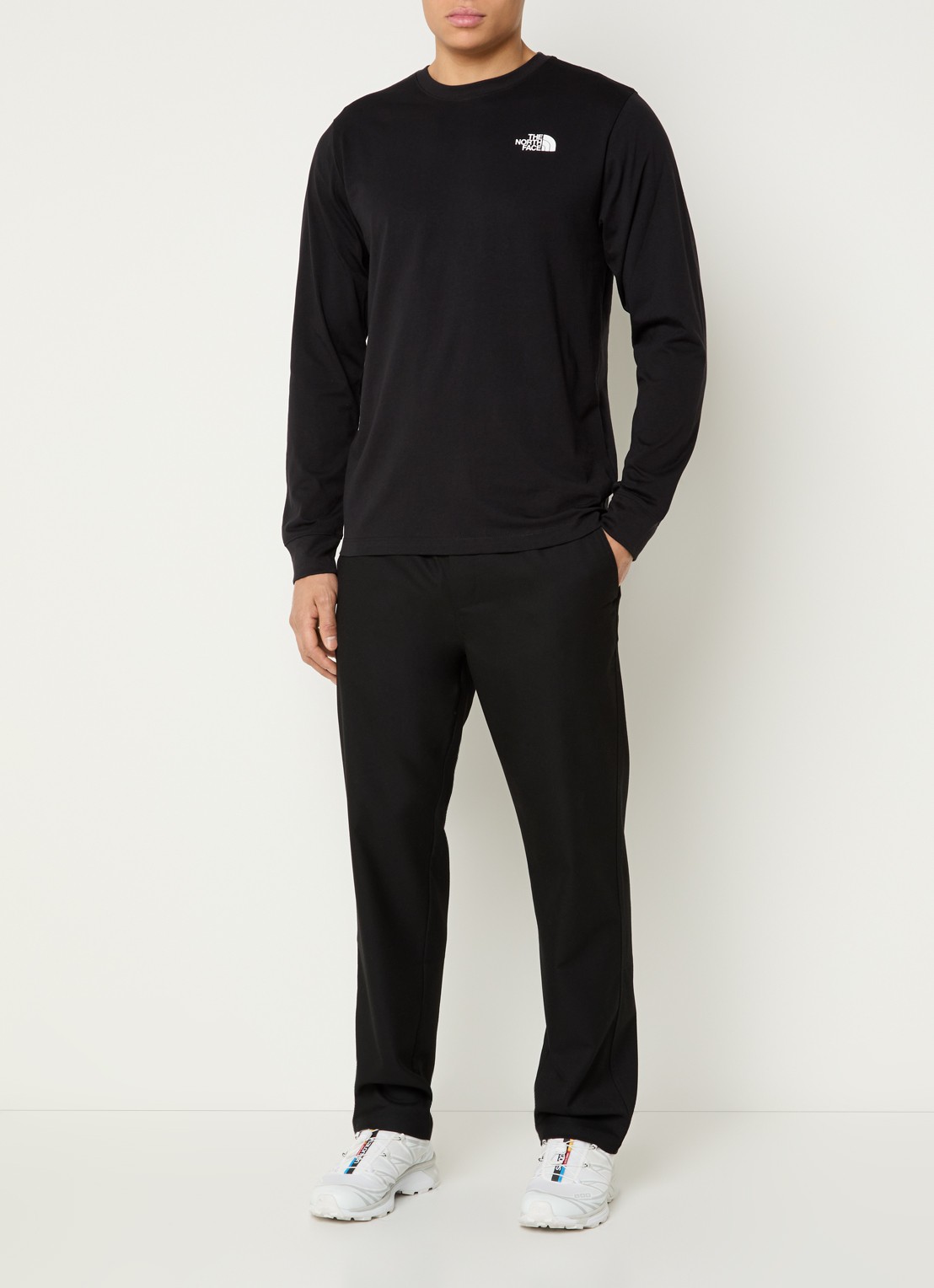 The North Face Evolution Box longsleeve met logo- en backprint - voorkant 4 zwart