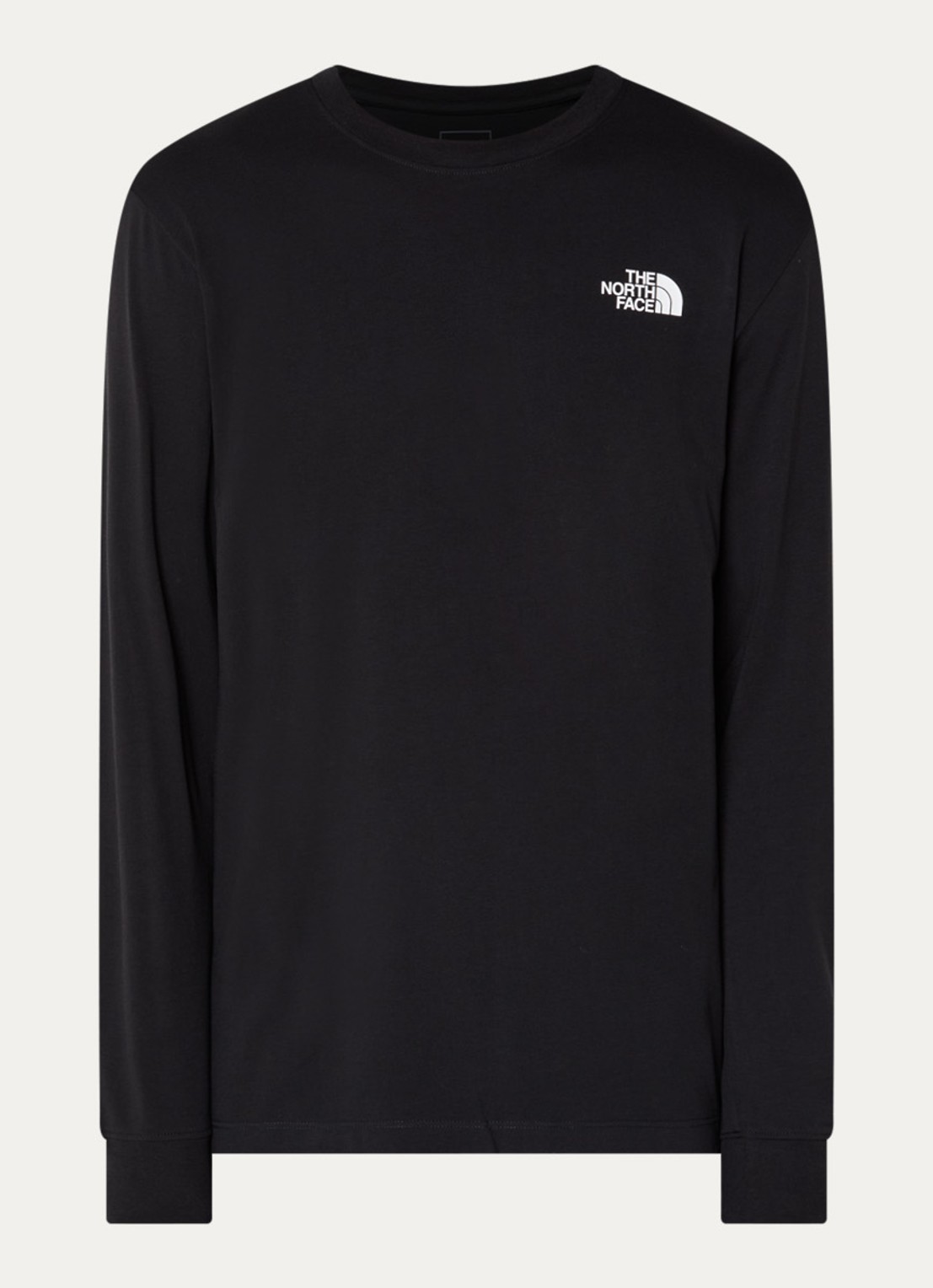 The North Face Evolution longsleeve met logo- en backprint - voorkant zwart