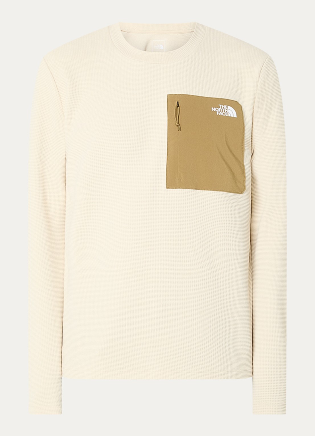 The North Face Fijngebreide trui met structuur en logo - voorkant 3 khaki