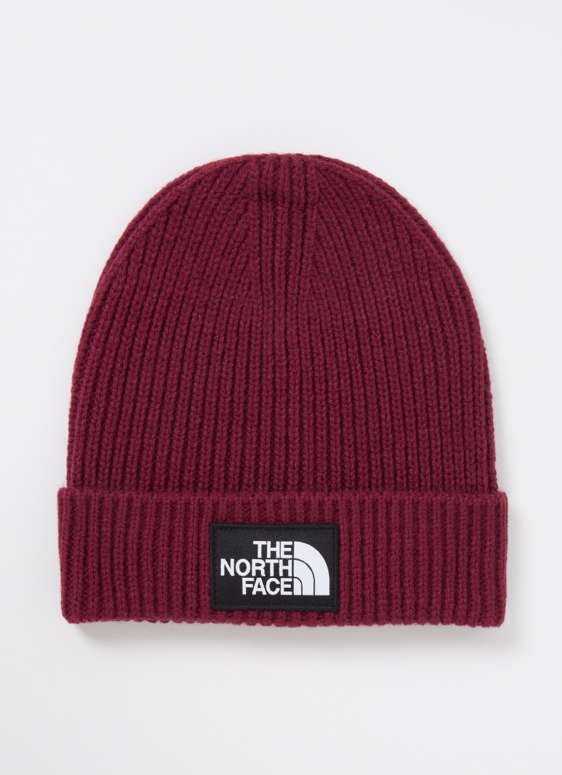 The North Face Grofgebreide muts met logo - voorkant bordeauxrood