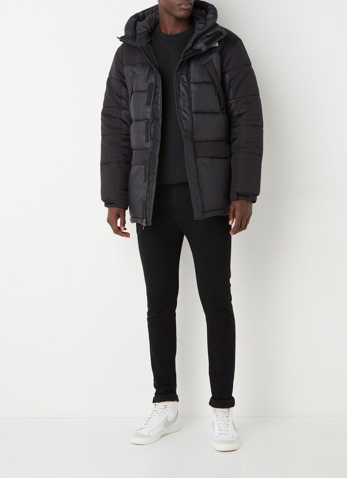 The North Face Himalayan gewatteerde parka met ritszakken - voorkant 2 zwart