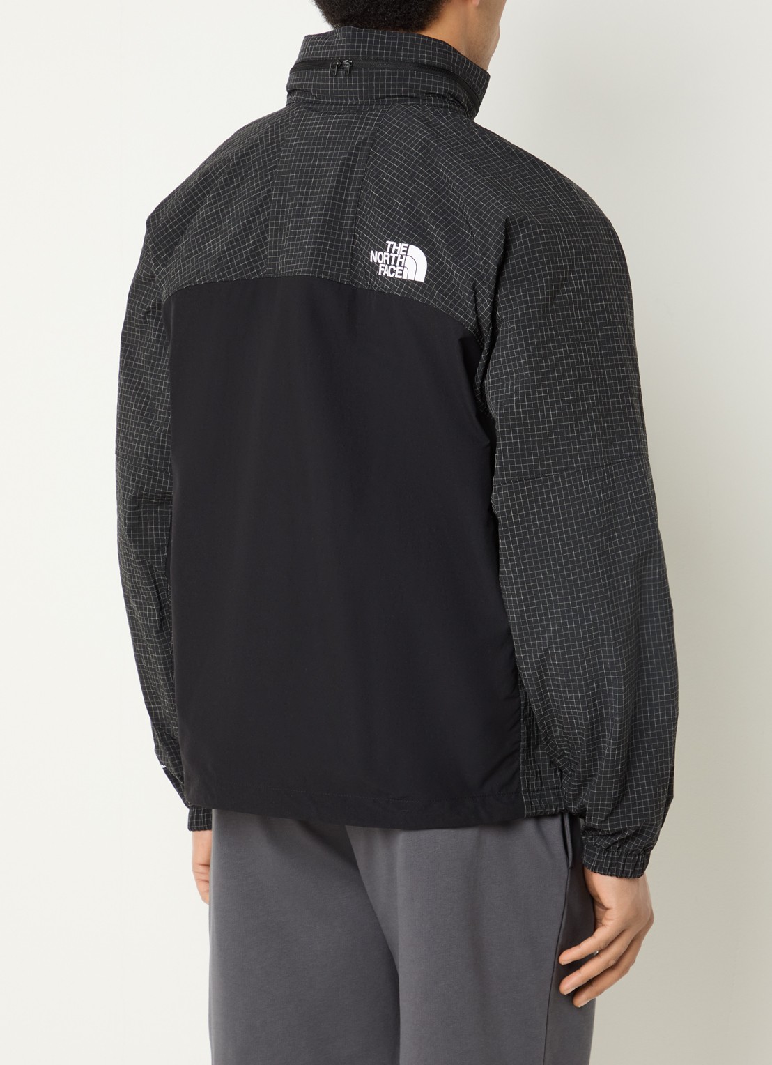 The North Face Jack met ruitdessin en ritszakken - achterkant 3 antraciet